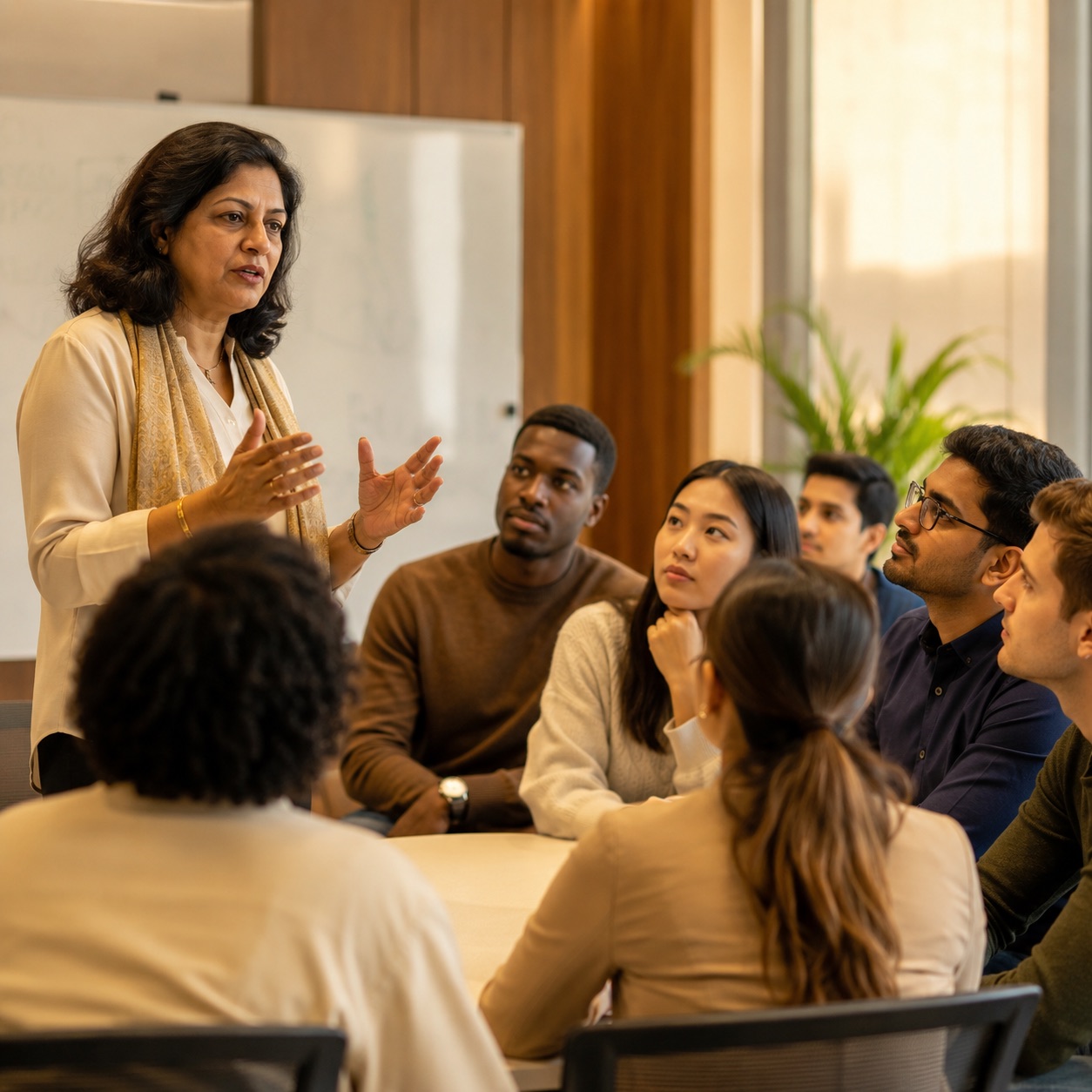 A mentor teaching a diverse early-career cohort