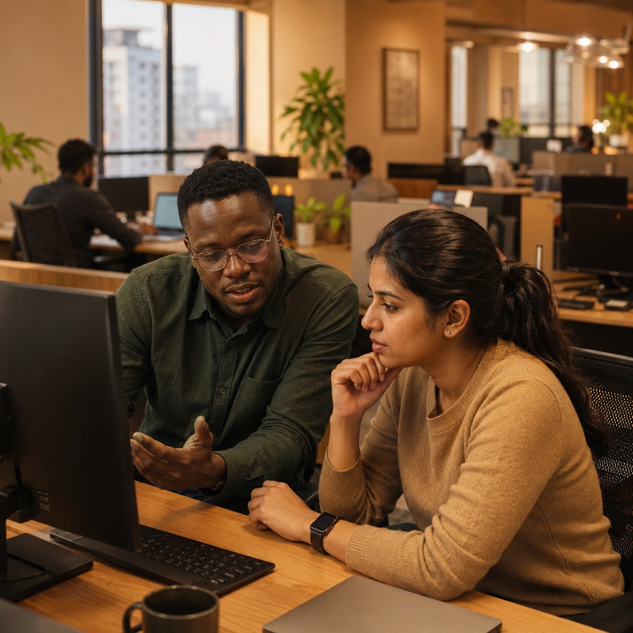 A warm, well-designed software development floor