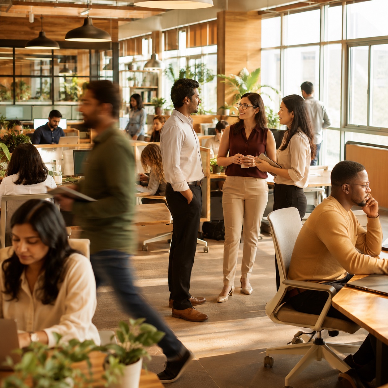 A busy, growing open-plan office floor